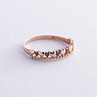 Золотое кольцо "Сердечки" с черными фианитами к07046 от ювелирного магазина Оникс