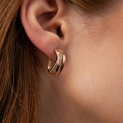 Золотые серьги с фианитами с08271 №5