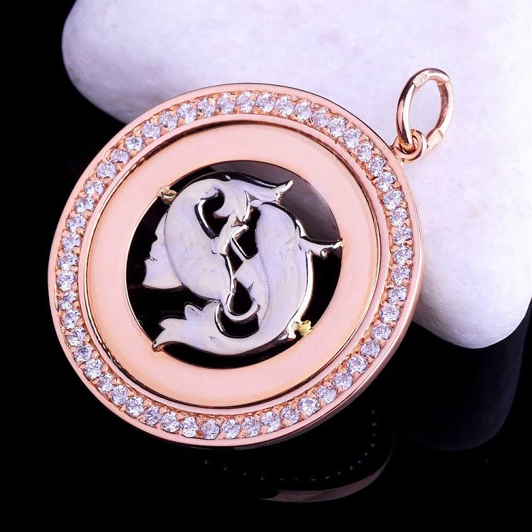 Підвіска "Риби" з фіанітами п00393рб від ювелірного магазину Онікс