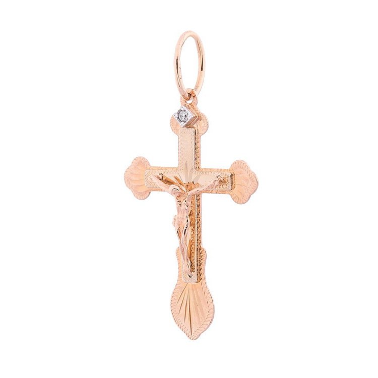 Золотой православный крестик п02344 от ювелирного магазина Оникс