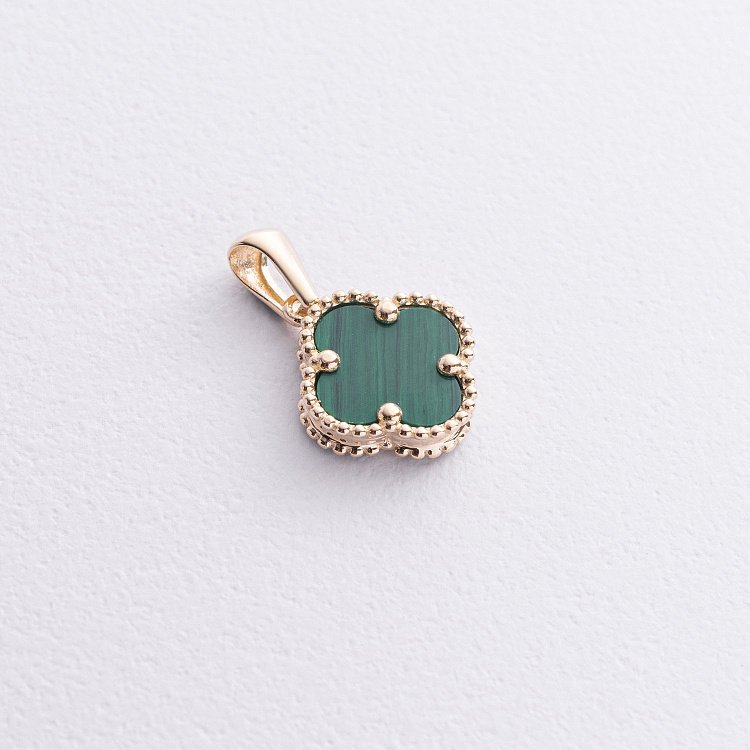 Подвеска "Клевер" в желтом золоте (малахит) п03963 от ювелирного магазина Оникс