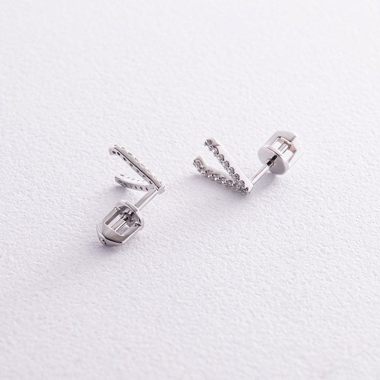 Золотые серьги - пусеты "Акцент" с бриллиантами сб0480м от ювелирного магазина Оникс - 4