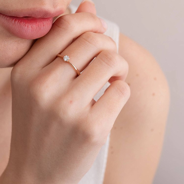 Заручальна золота каблучка з діамантом 219422421 - 6 Заручальна золота каблучка з діамантом 219422421 від ювелірного магазину Онікс - 6