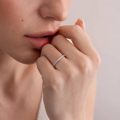 Каблучка доріжка  в білому золоті з діамантами 210451121 №6