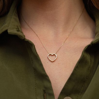 Золотое колье "Сердце" (фианит) кол01604 №2