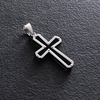 Срібний хрест із полімером 132974 №5 Oniks Срібний хрест із полімером 132974 №5