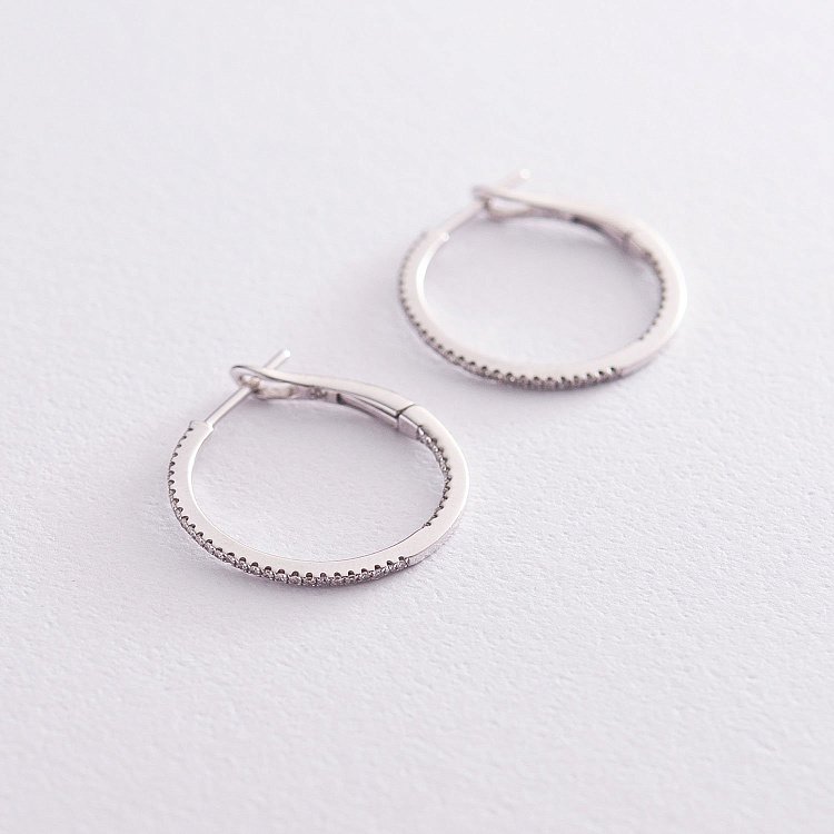 Золотые серьги - кольца с бриллиантами с240 от ювелирного магазина Оникс