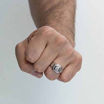 Чоловіча золота печатка з діамантами кб0379nl №5