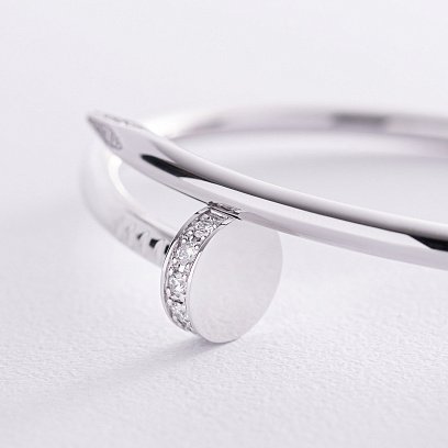 Жорсткий браслет "Цвях" з діамантами (біле золото) 522061121 №9