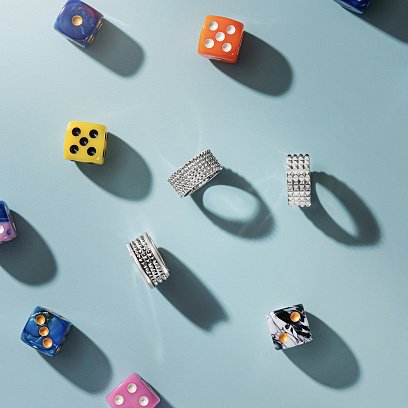 Каблучка "Рейчел" з кульками (біле золото) к07356 №11