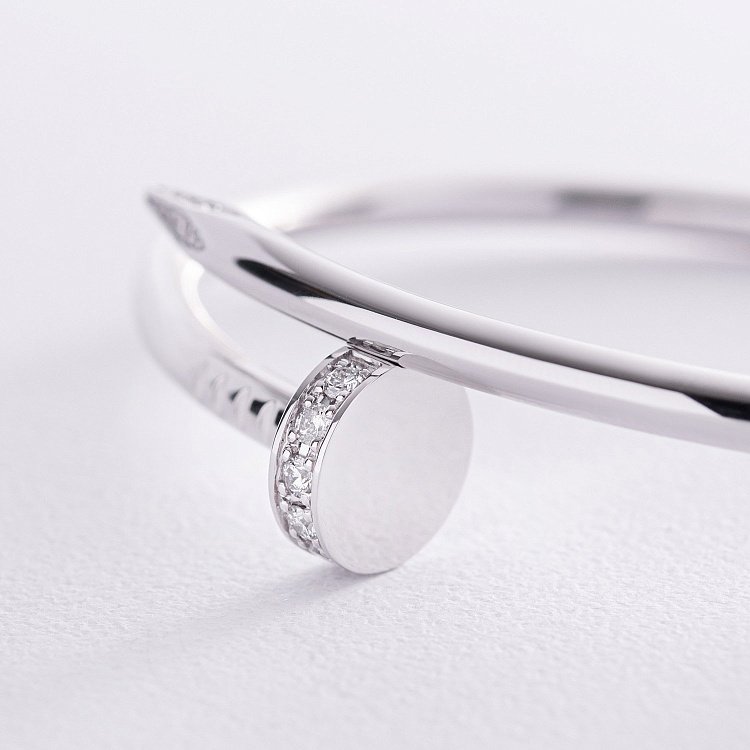 Жорсткий браслет "Цвях" з діамантами (біле золото) 522061121 від ювелірного магазину Онікс - 8