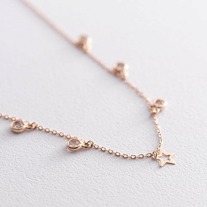 Золотое колье "Звезда" с фианитами кол01402 №3