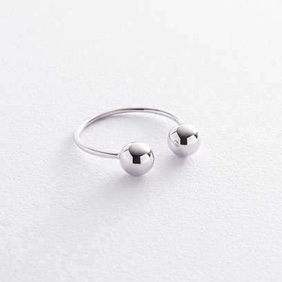 Кольцо "Шарики" в белом золоте к07508