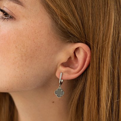 Срібні сережки "Конюшина" 122809m №4