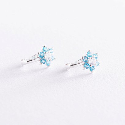 Сережки дитячі "Квіточки" (фіаніт) 12831 №4