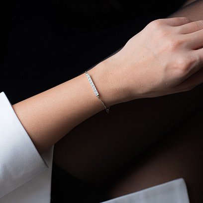 Серебряный браслет "Кубики" с фианитами 141527 №2