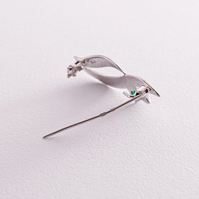 Срібна брошка з оніксом з16065 №3