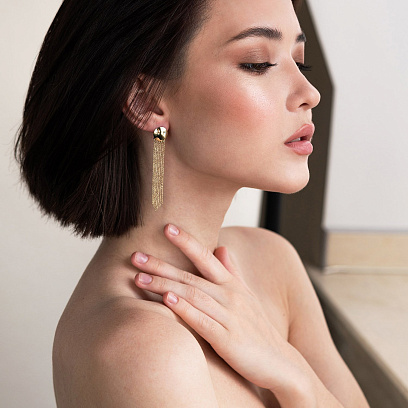 Сережки "Вишуканість" в жовтому золоті 480075М №3