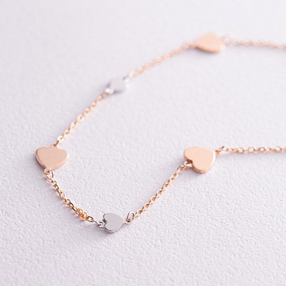 Золотий браслет "Сердечки" б04021 №3