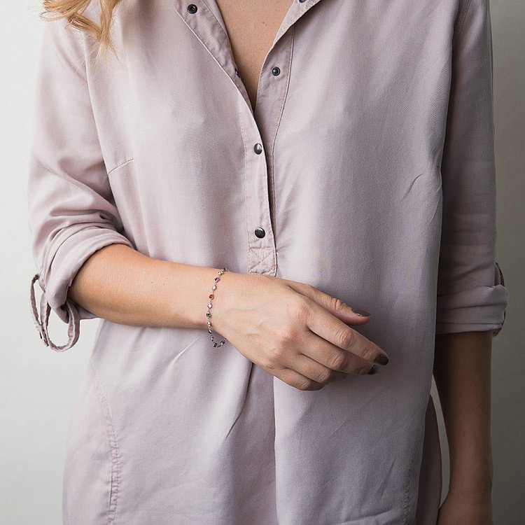 Женский серебряный браслет с цветными фианитами 141182 от ювелирного магазина Оникс - 3