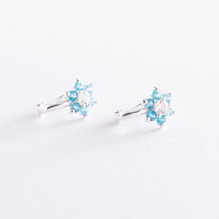 Сережки дитячі "Квіточки" (фіаніт) 12831 від ювелірного магазину Онікс - 3