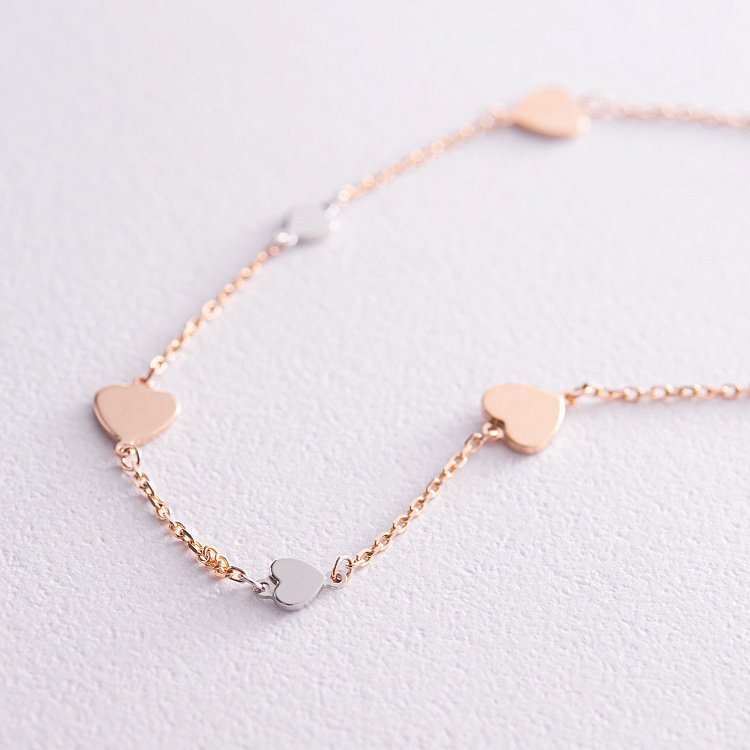 Золотий браслет "Сердечки" б04021 від ювелірного магазину Онікс - 2