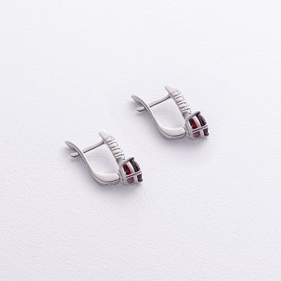 Серебряные серьги с пиропом и фианитами 2521/1р-GARN №3