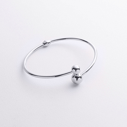 Жесткий браслет "Шарики" в белом золоте б05817 №2