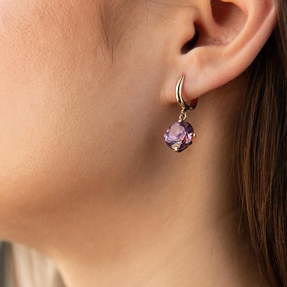 Золотые серьги "Влечение" с аметистом с05299 №3