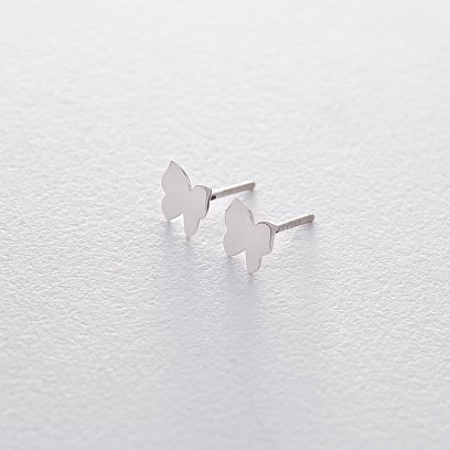 Золоті сережки-гвоздики з метеликами с06198