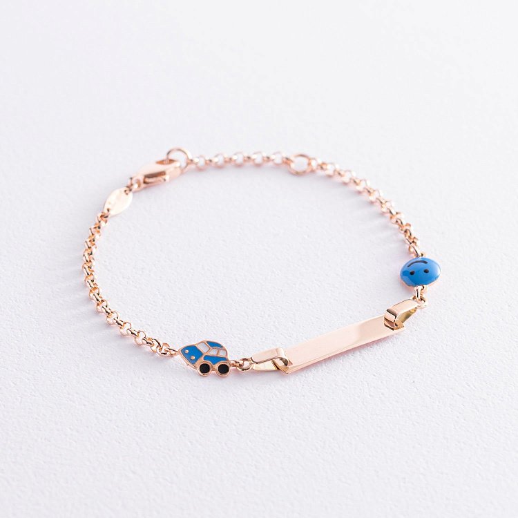 Золотий дитячий браслет "Смайлик" для гравіювання б04732 від ювелірного магазину Онікс