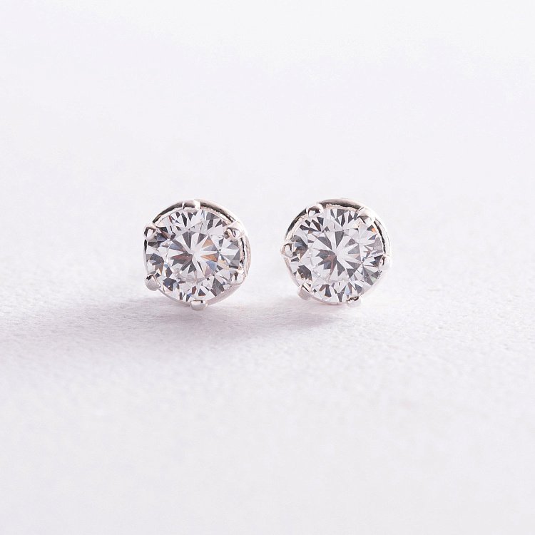 Срібні сережки - пусети (фіаніт) 12611 від ювелірного магазину Онікс