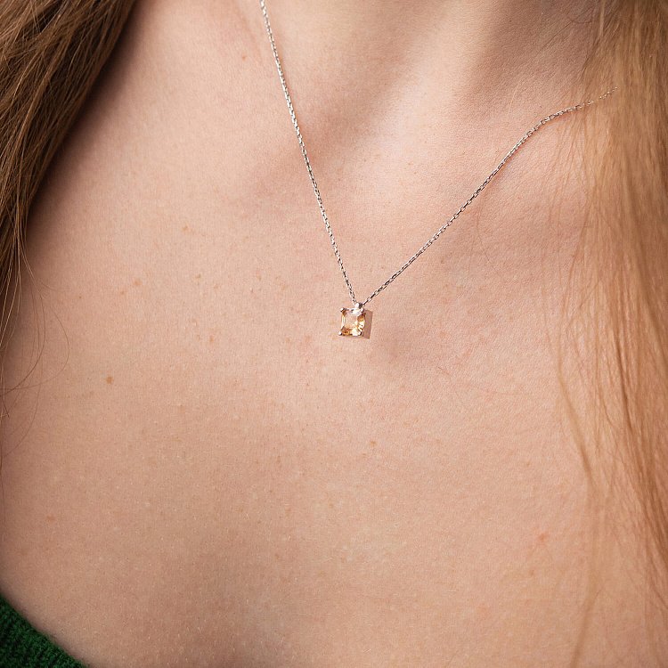 Золоте кольє "Альма" (помаранчевий фіаніт) кол02372 від ювелірного магазину Онікс - 2