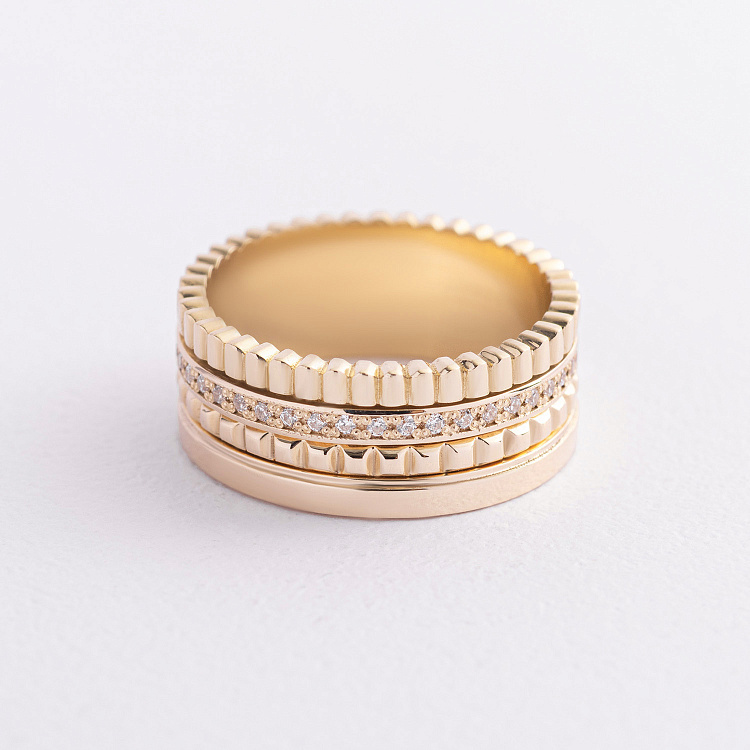 Каблучка "Sharon" з фіанітами (жовте золото) к08352 від ювелірного магазину Онікс