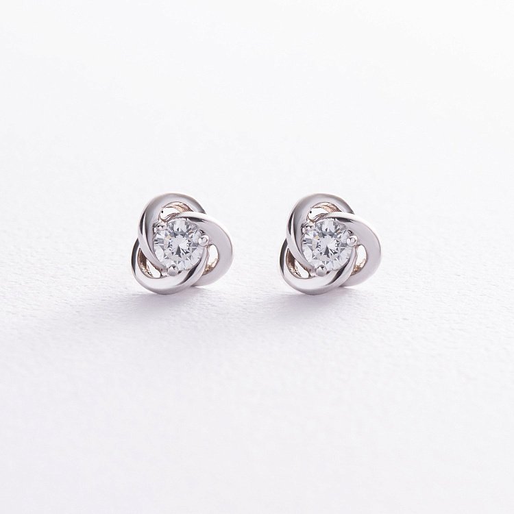 Золотые серьги - пусеты с фианитами с03396 от ювелирного магазина Оникс