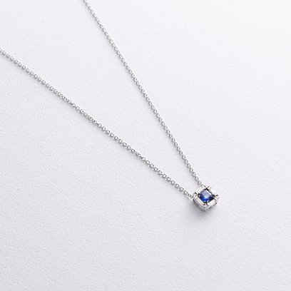 Золотое колье с бриллиантами и сапфиром колб0142ca №4