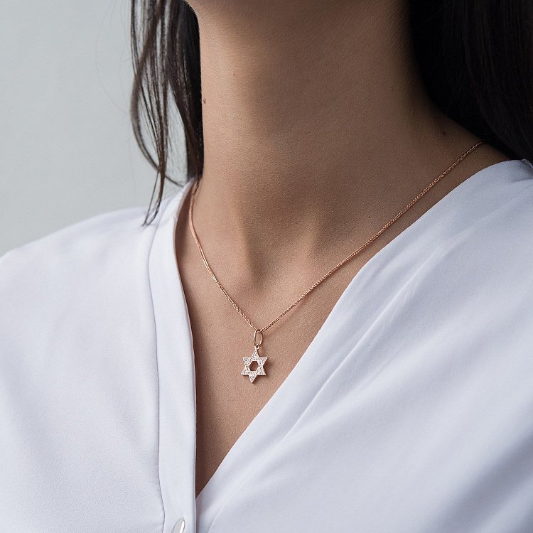 Золотая подвеска "Звезда Давида" п03364 от ювелирного магазина Оникс - 1