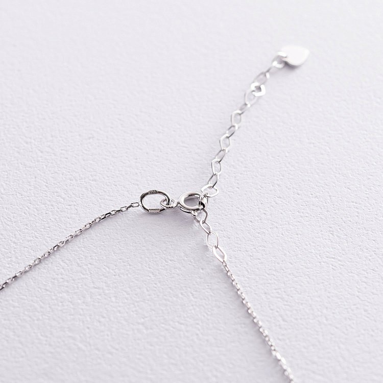 Колье в белом золоте с одним фианитом кол01814 от ювелирного магазина Оникс - 3