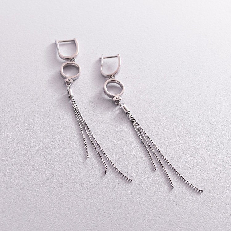 Серебряные серьги на английской застежке 122293 от ювелирного магазина Оникс