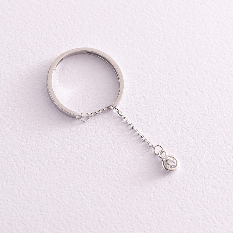 Золотое кольцо с подвеской (фианит) к06995 от ювелирного магазина Оникс