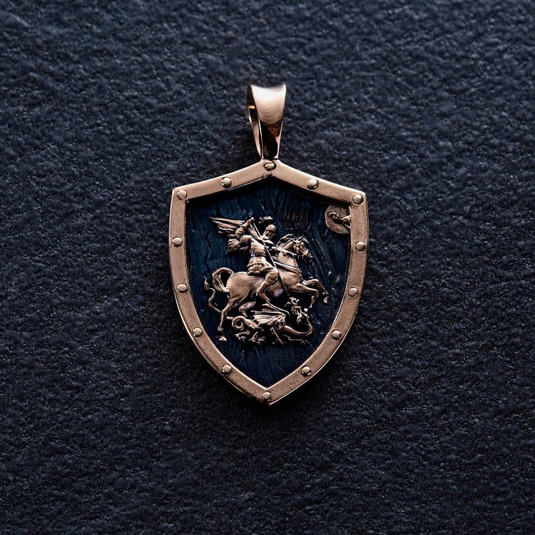 Золотой кулон "Георгий Победоносец" п03808 от ювелирного магазина Оникс