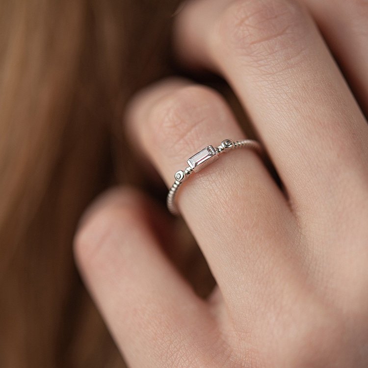 Кольцо "Кайла" в белом золоте (фианиты) к07400 от ювелирного магазина Оникс - 2