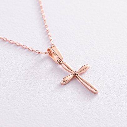 Золоте кольє "Хрестик" з фіанітом кол02187 №3