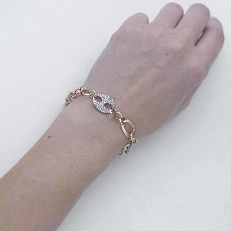 Золотой браслет с фианитами б00946 от ювелирного магазина Оникс - 2