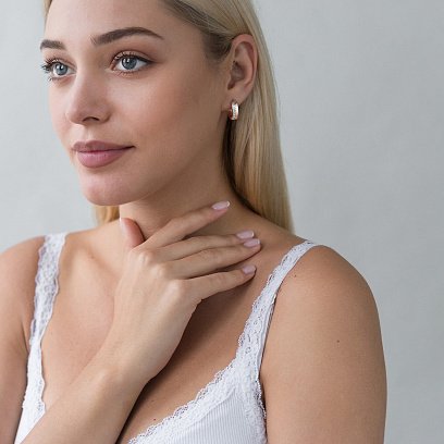 Золотые серьги-кольца без камней с06407 №4