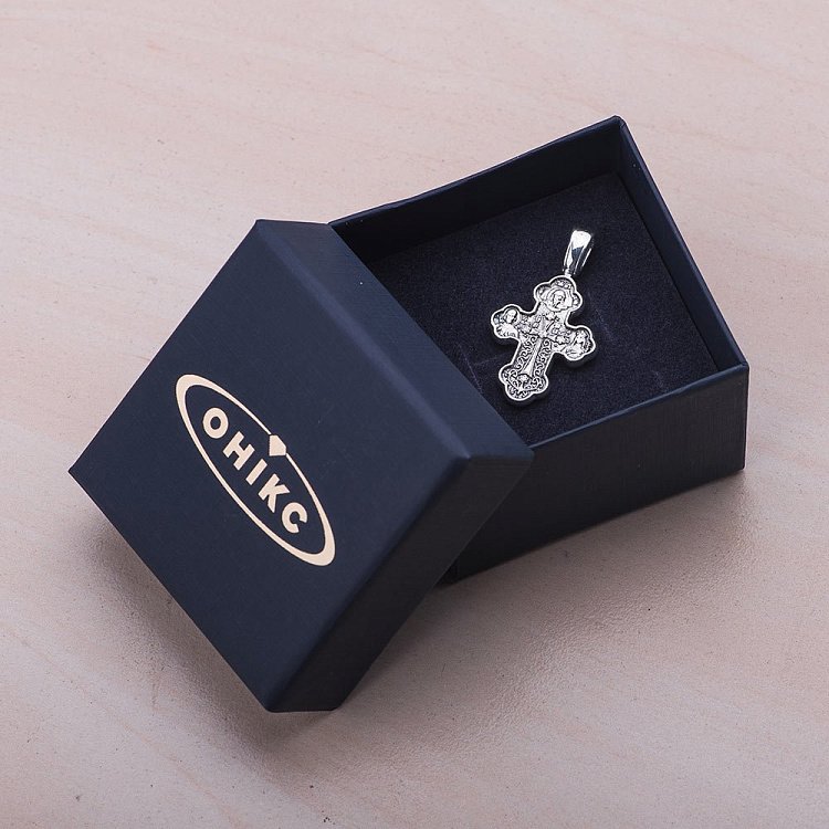 Православный крест "Крестовоздвижение. Донская икона Божией Матери" (чернение) 13606 от ювелирного магазина Оникс - 2