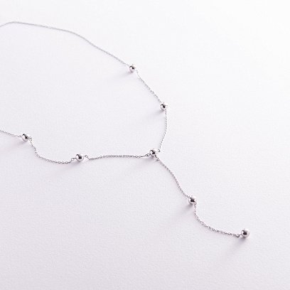 Кольє - краватка "Кульки" в білому золоті (2 в 1) кол02231 №2