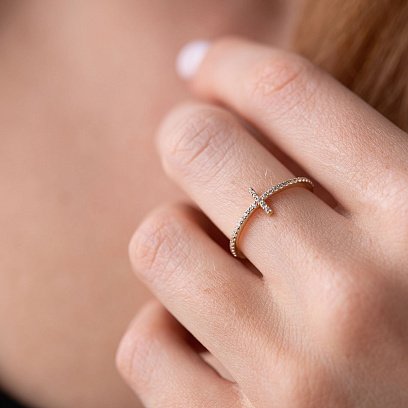 Каблучка "Дейзі" в жовтому золоті (фіаніти) з3913ж №4