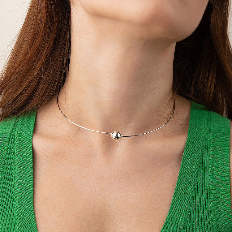 Колье - чокер "Adele" в серебре с шариком (10 мм) 181328 от ювелирного магазина Оникс - 8