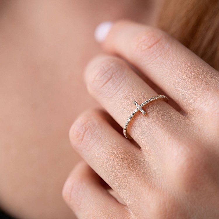 Каблучка "Дейзі" в жовтому золоті (фіаніти) з3913ж від ювелірного магазину Онікс - 3